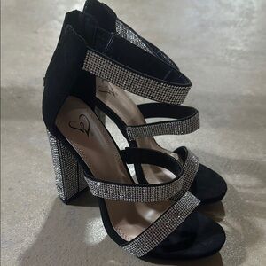 Elegant Black Rhinestone Heels